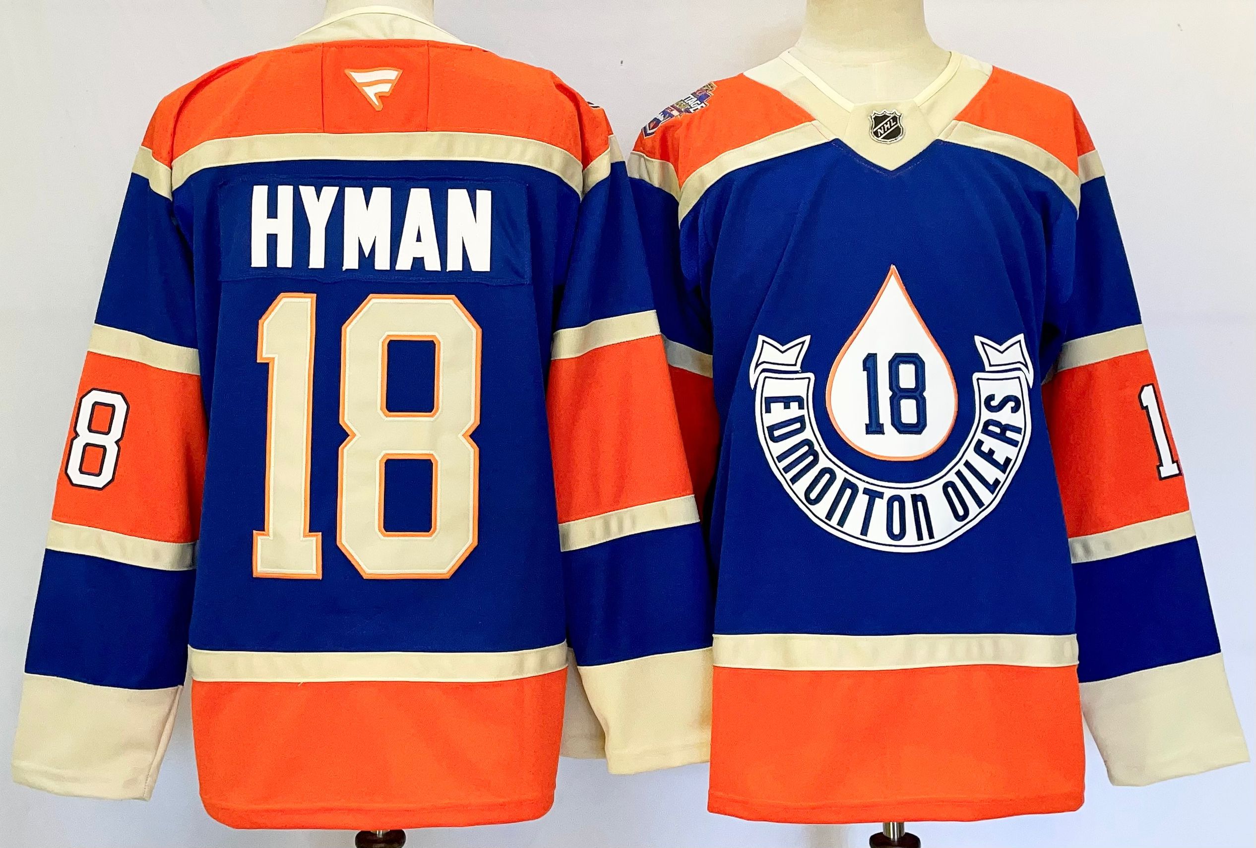 Men Edmonton Oilers #18 Hyman Blue 2025 Home Premier Player NHL Jersey style 1